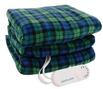 BIOS - Living Micro Plush Electric Throw - Blue/Green Plaid