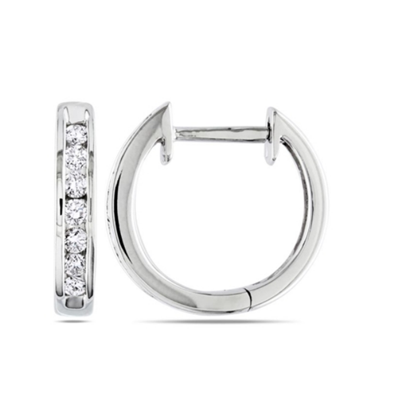 DELMAR JEWELRY Diamond TW Cuff Earrings 10k White Gold