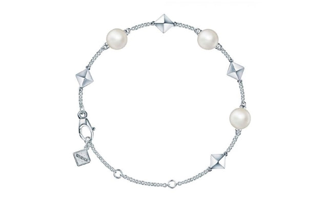 BIJOUX BIRKS Rock & Pearl Pearl and Stud Silver Bracelet