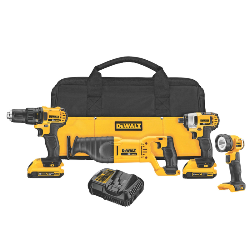 Dewalt 20V MAX Li Ion 4-Tool Combo Kit 2.0Ah