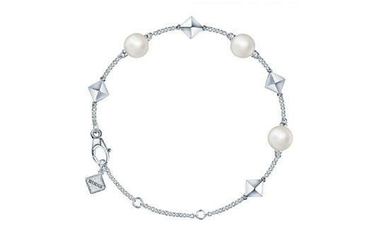 BIJOUX BIRKS Rock & Pearl Pearl and Stud Silver Bracelet