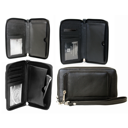 Ashlin® DESIGNER | CELIE Ladies 6 inch Smart phone zippered clutch wallet - iPhone